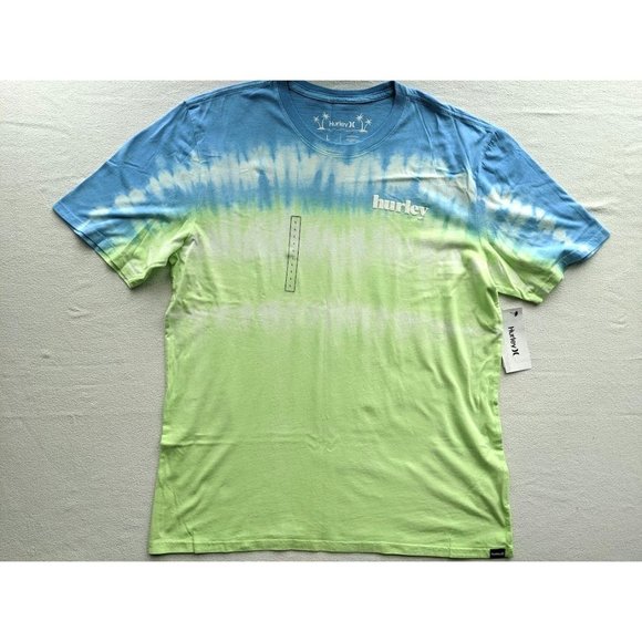 2 Lot Men's Hurley Everyday Washed T-Shirt Size Large Tie Dye Blue Green NEW - Picture 4 of 7